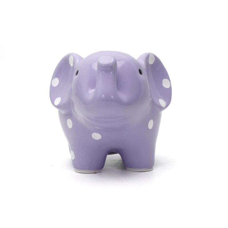 Child to Cherish Ceramic Polka Dot Elephant Piggy Bank for Girls, Lavender - Image 5